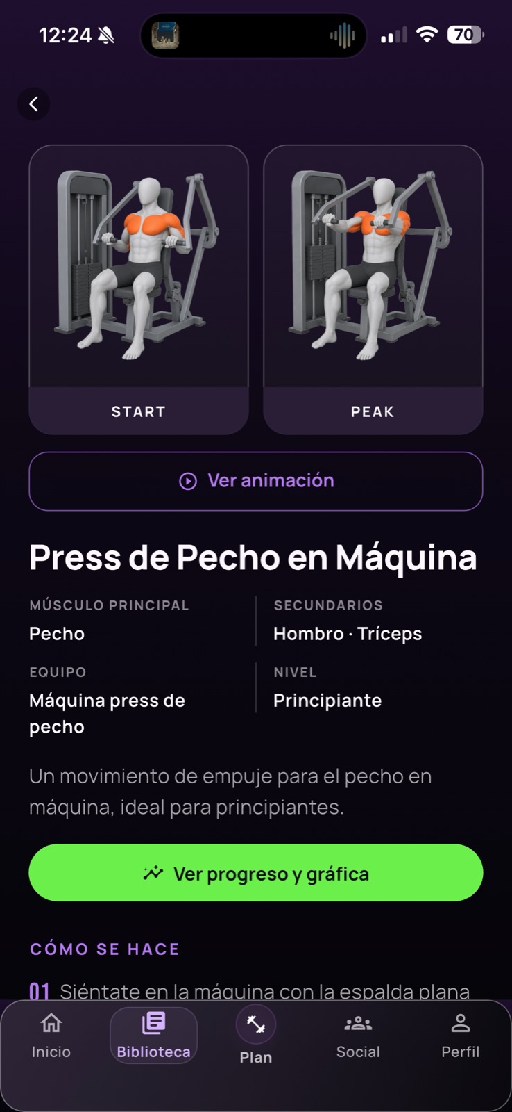 Detalle de un ejercicio en Nuvana