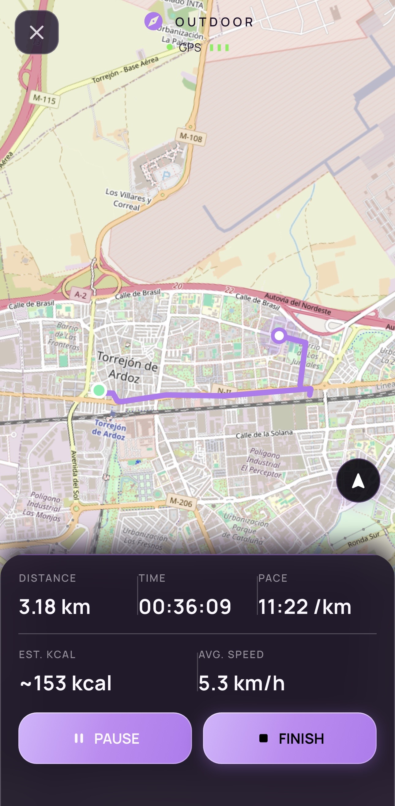 Actividad Outdoor de Nuvana con ruta GPS en directo