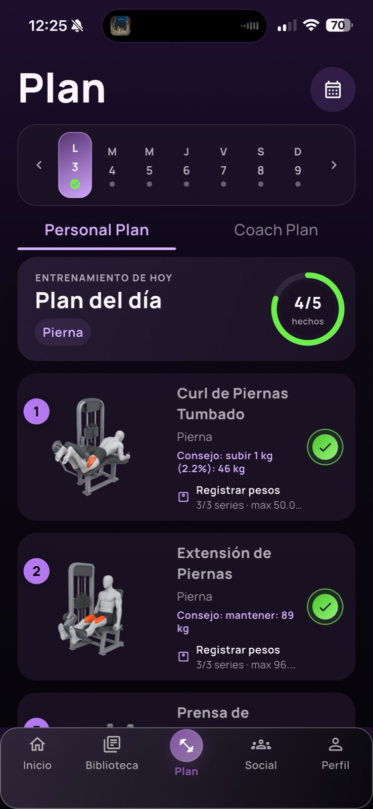 Registro de un plan de entrenamiento en Nuvana